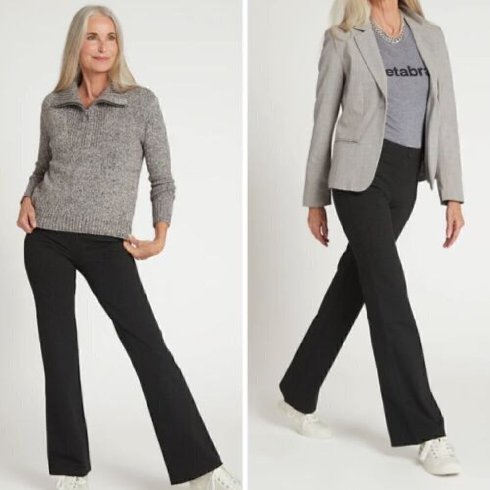 Betabrand Charcoal Bootcut Dress Pant Yoga Pants, Size S